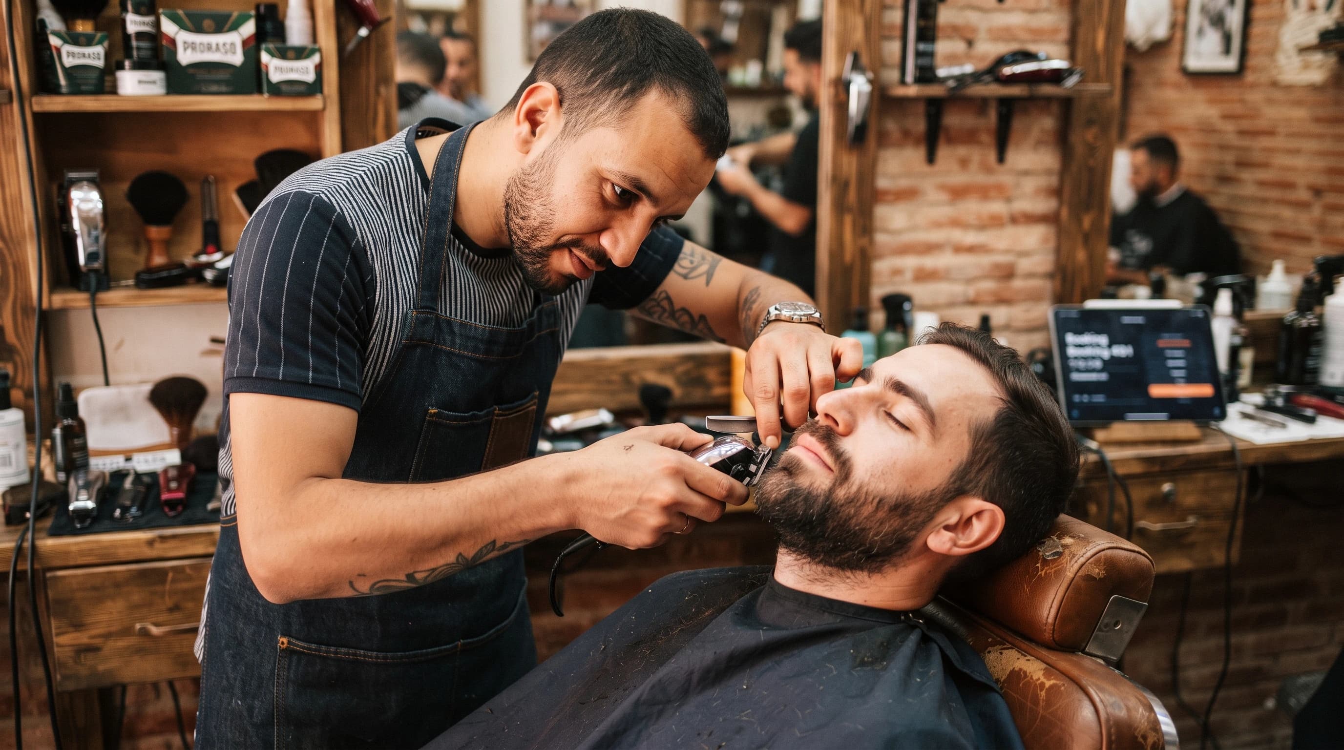 Coiffeur coupant les cheveux d'un client